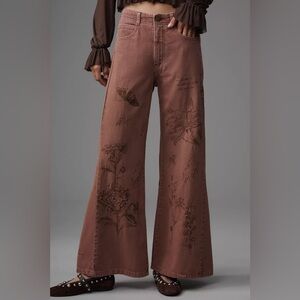 Anthropologie The Adi Mid-Rise Flare Novelty Pants by Pilcro Women 30 (Or 29)